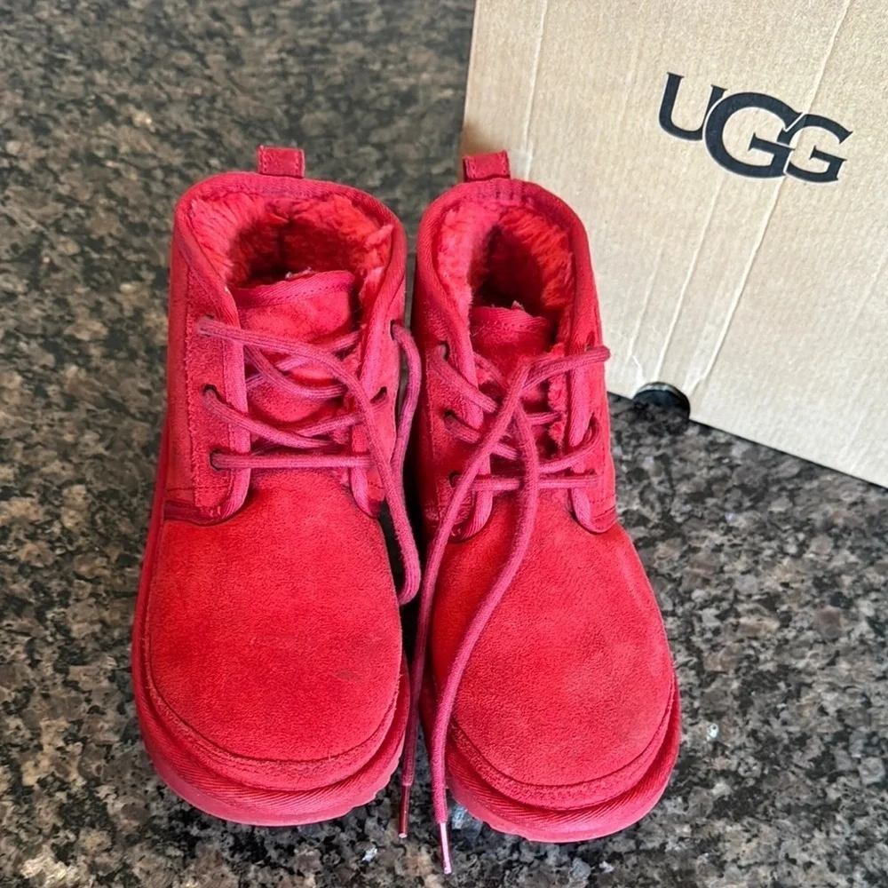 UGG Red Suede lace Booties 5 EUC